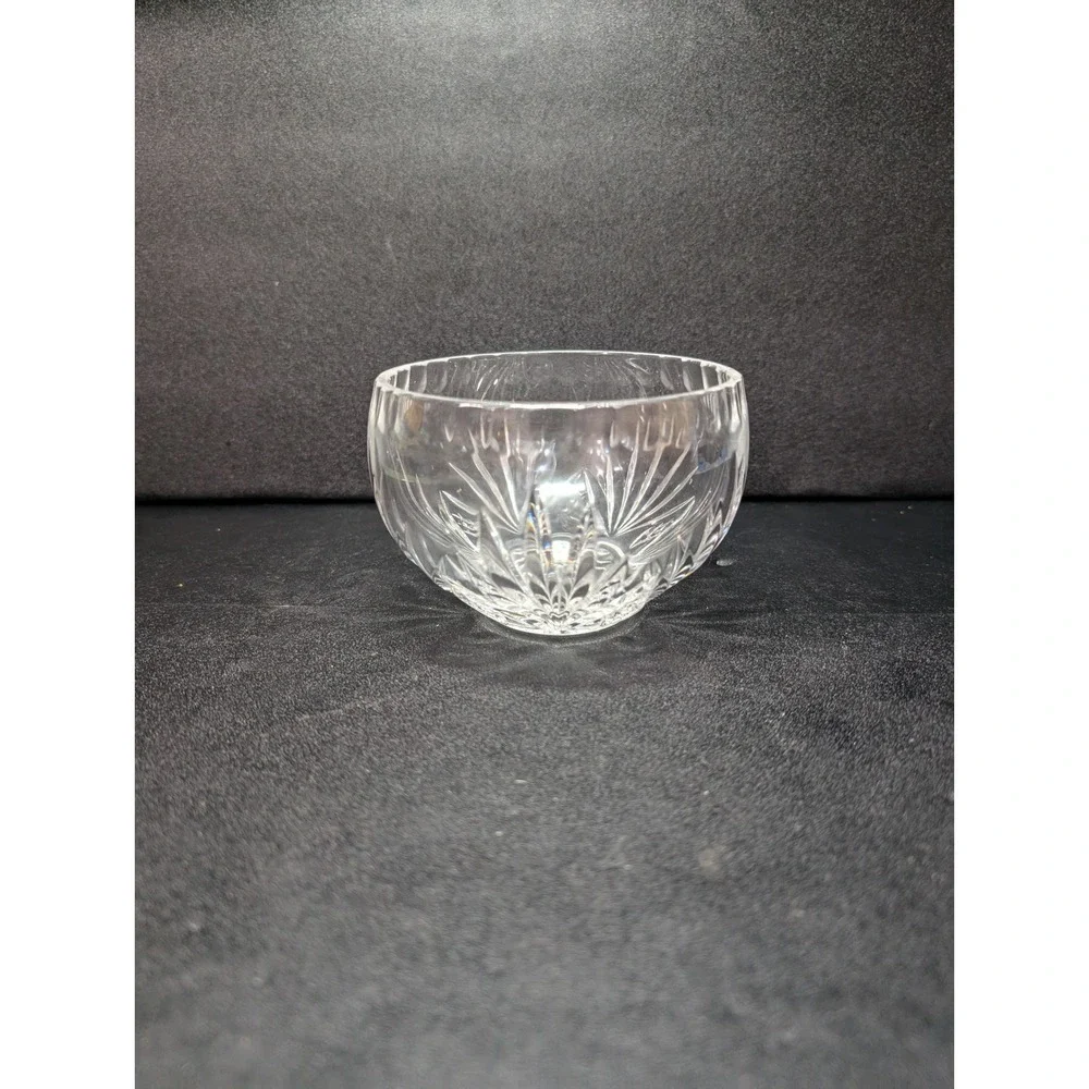 Diamond Fan Pattern Cut Crystal Bowl, Scalloped Edge, 4.5